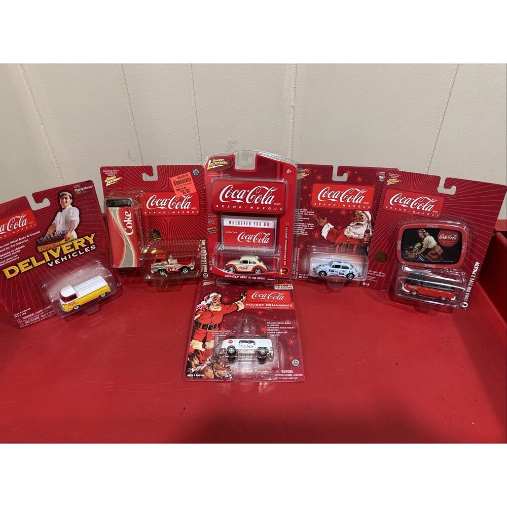 JOHNNY LIGHTNING Coca Cola VW Cars Collection ~Lot Of 6~Bug, Bus & Pickup